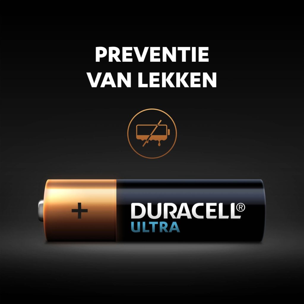 Preventie van het lekken van batterijen voor Duracell Alkaline Ultra-batterijen