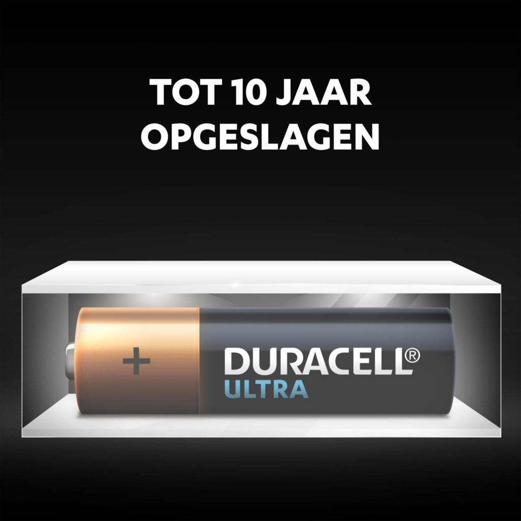 Ongebruikte Duracell-batterijen blijven tot 10 jaar lang vers en gevoed in omgevingsopslag