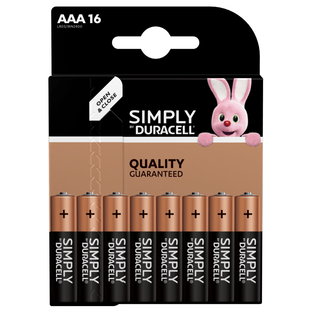 Duracell Simply AAA-batterijen in 16-delige verpakking