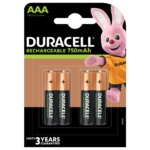 Duracell oplaadbare AAA-batterijen van 750 mAh met 4 stuks in een verpakking