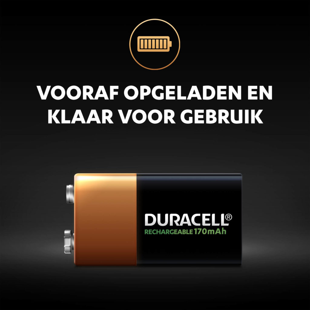 Duracell oplaadbare 9V 170mAh-batterijen vooraf opgeladen