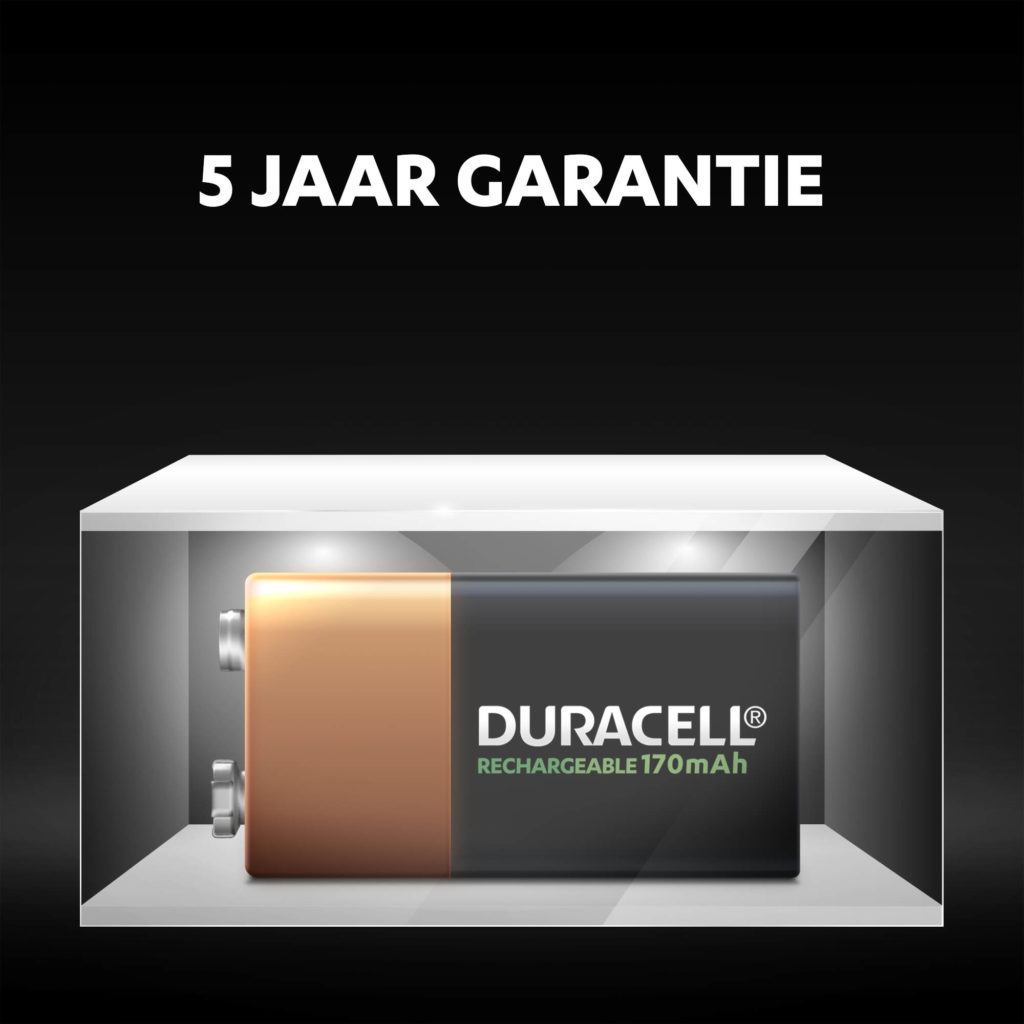 Duracell oplaadbare 9V-batterijen blijven tot 5 jaar lang fris en van stroom voorzien in omgevingsopslag