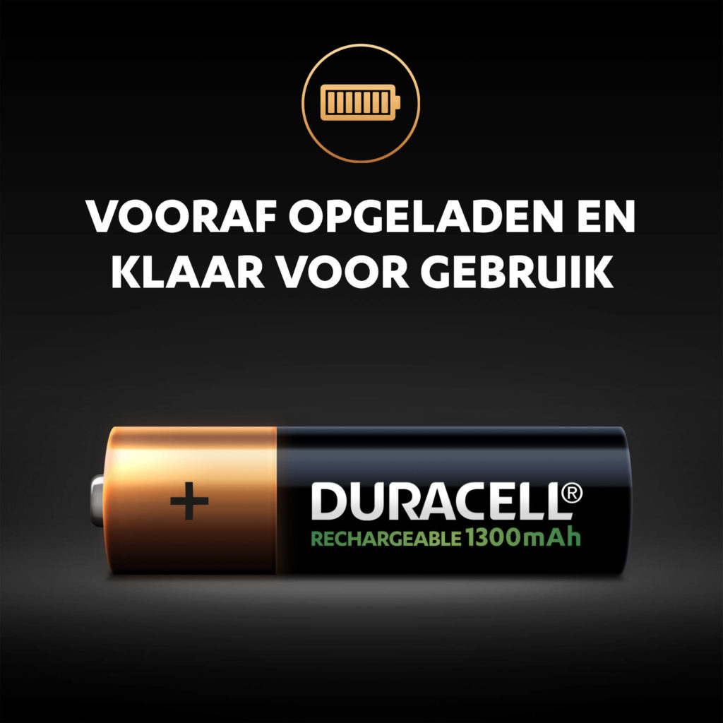 Duracell oplaadbare AA 1300mAh-batterijen vooraf opgeladen