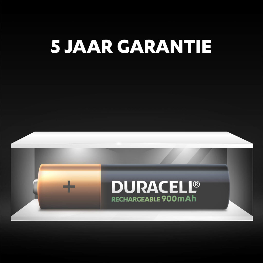 Duracell oplaadbare batterijen van AAA-formaat blijven tot 5 jaar lang fris en van stroom voorzien in omgevingsopslag