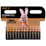 Duracell Plus Alkaline AAA-batterijen in een verpakking van 12 stuks