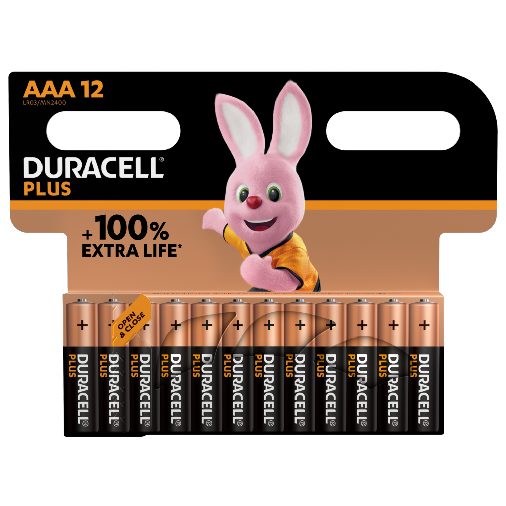 Duracell Plus Alkaline AAA-batterijen in een verpakking van 12 stuks
