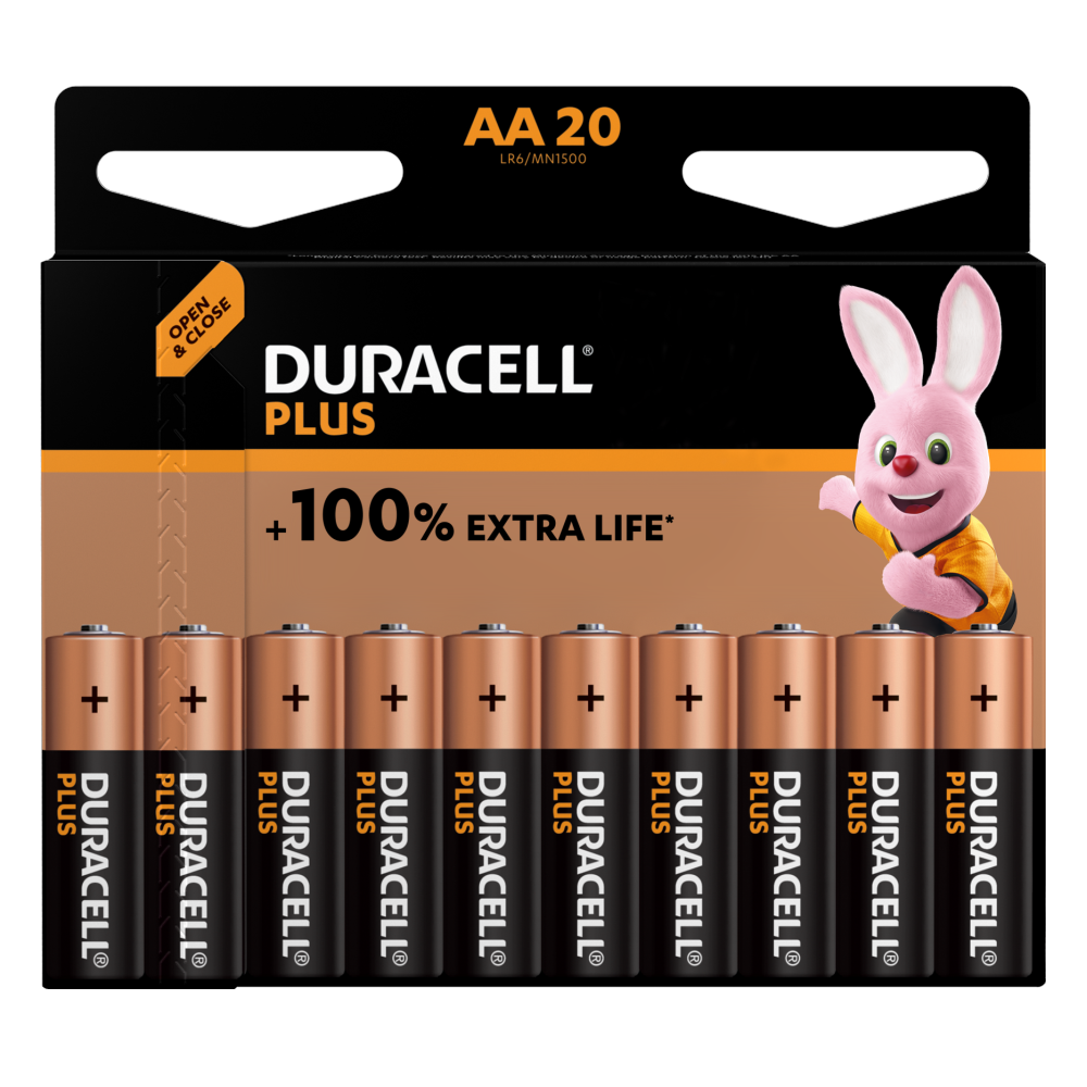 Duracell Type Plus AA-batterijen Pakket van 20 stuks