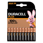 Duracell Plus Alkaline AAA-batterijen in een verpakking van 20 stuks