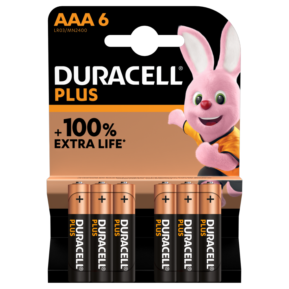 Duracell Plus Alkaline AAA-batterijen in een verpakking van 6 stuks