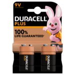 Duracell alkaline Plus 9V batterijen in een tweedelig pakket