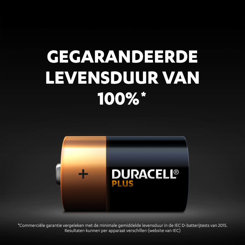 Duracell Plus D-formaat batterijen hebben tot 50% meer vermogen